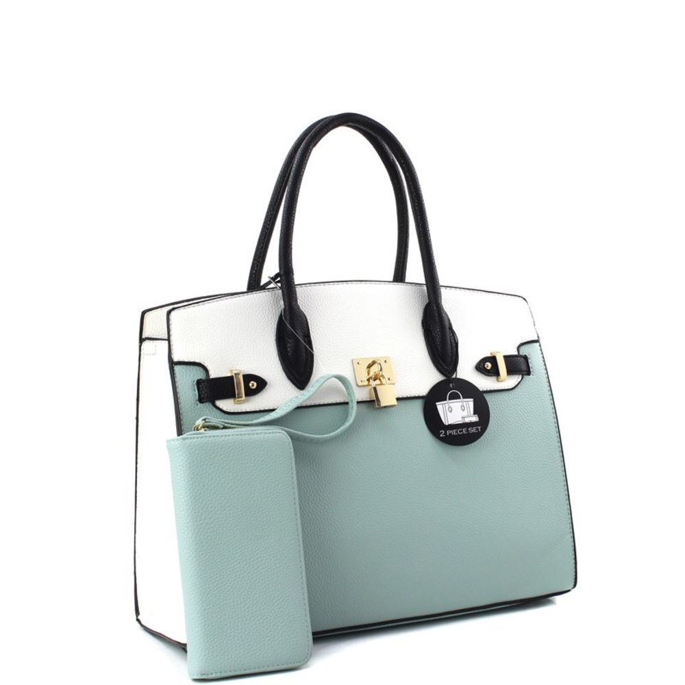 Leather Handbag and Wristlet Wallet